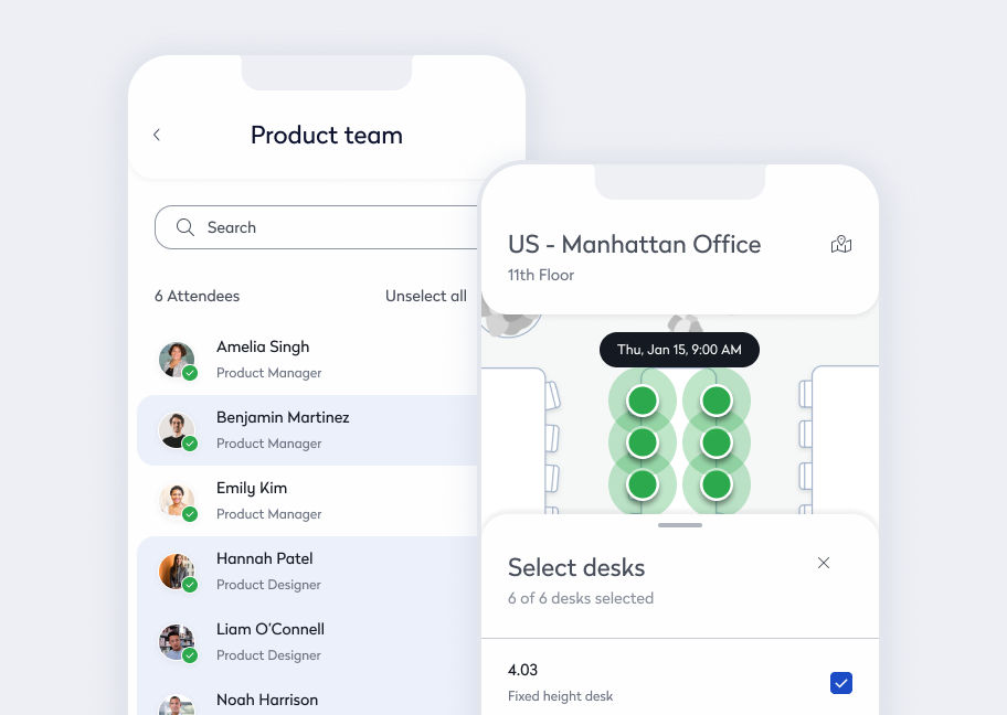 desk booking benefits screenshots
