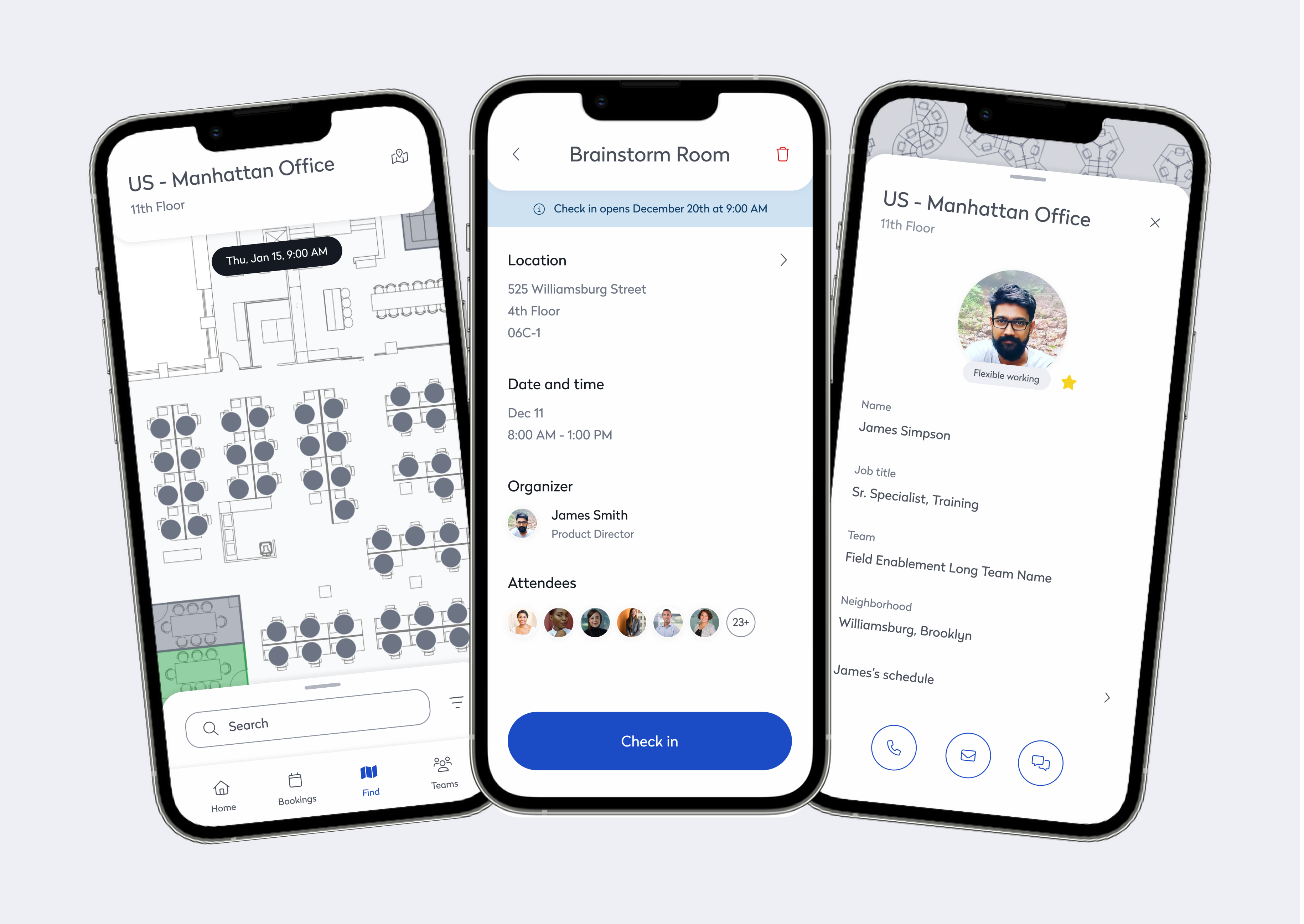 three mobile devices with screenshots