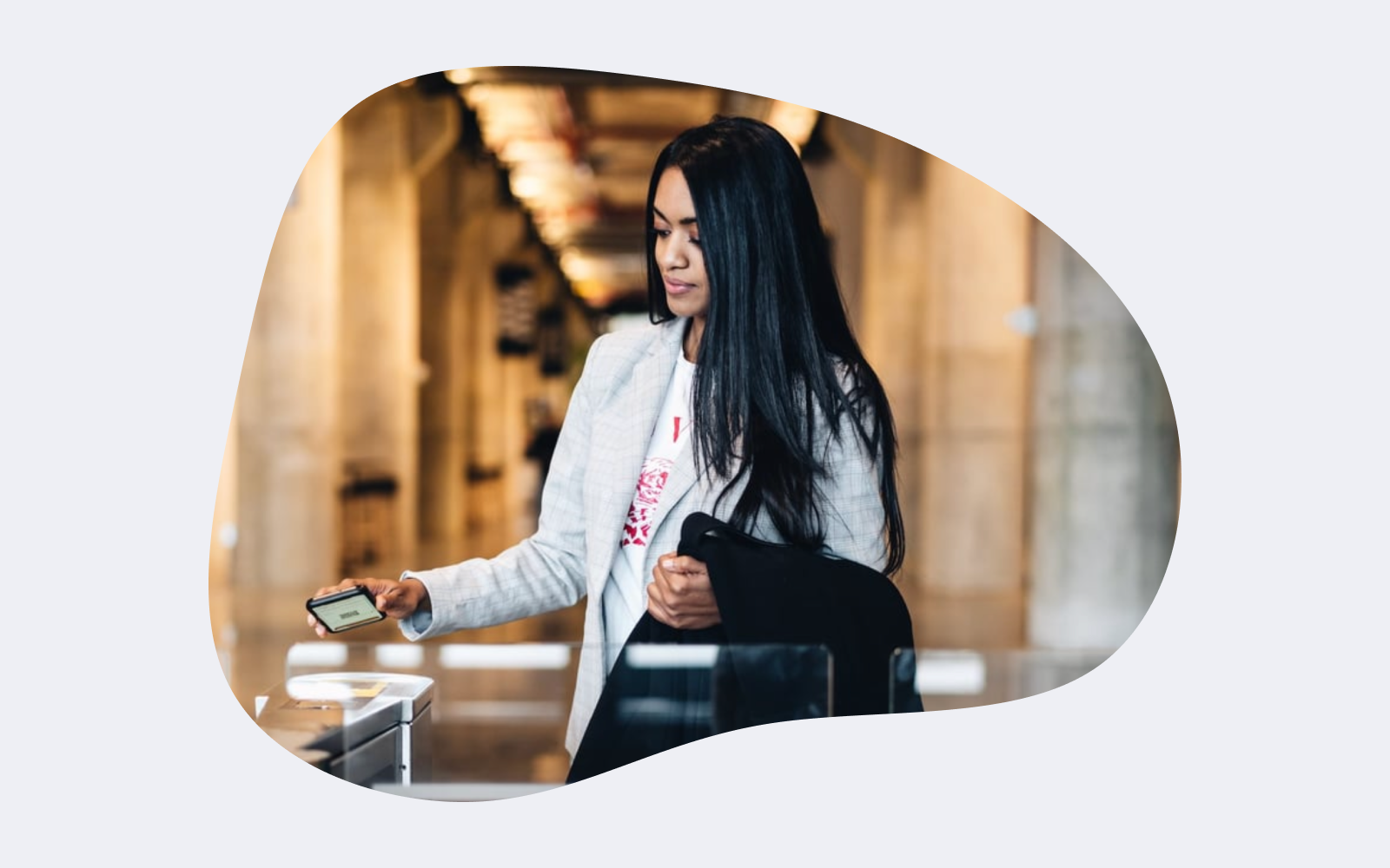 credentials - woman scanning in