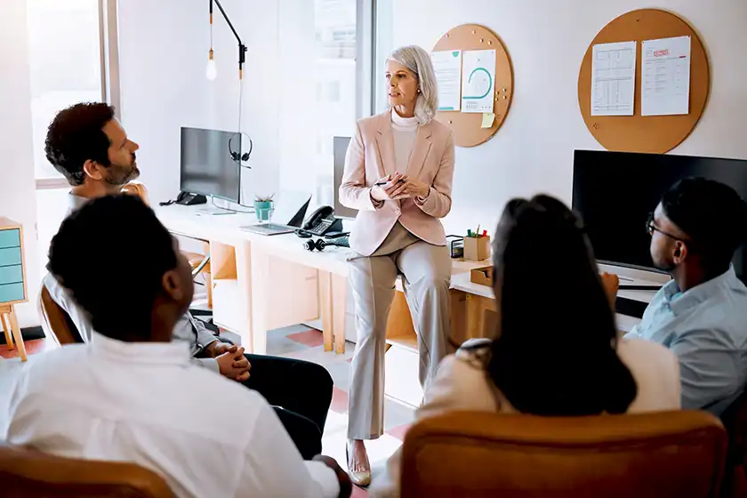 business woman running a meeting